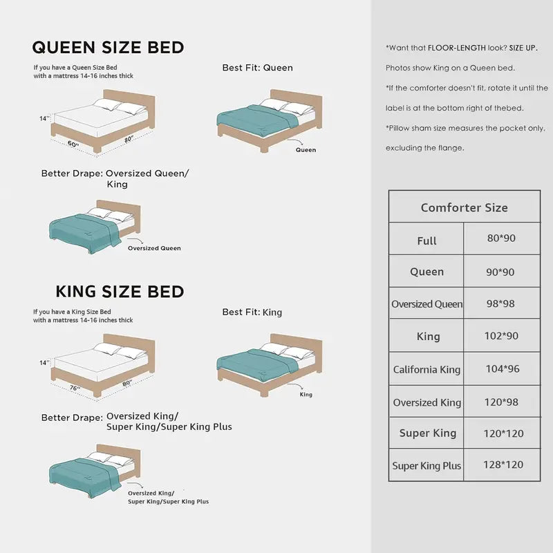 7-Pieces Microfiber Comforter Set, with Double Sided Storage Pockets, 1 Comforter, 2 Pillowcases, 2 Shams, 1 Flat & 1 Fitted Sheet