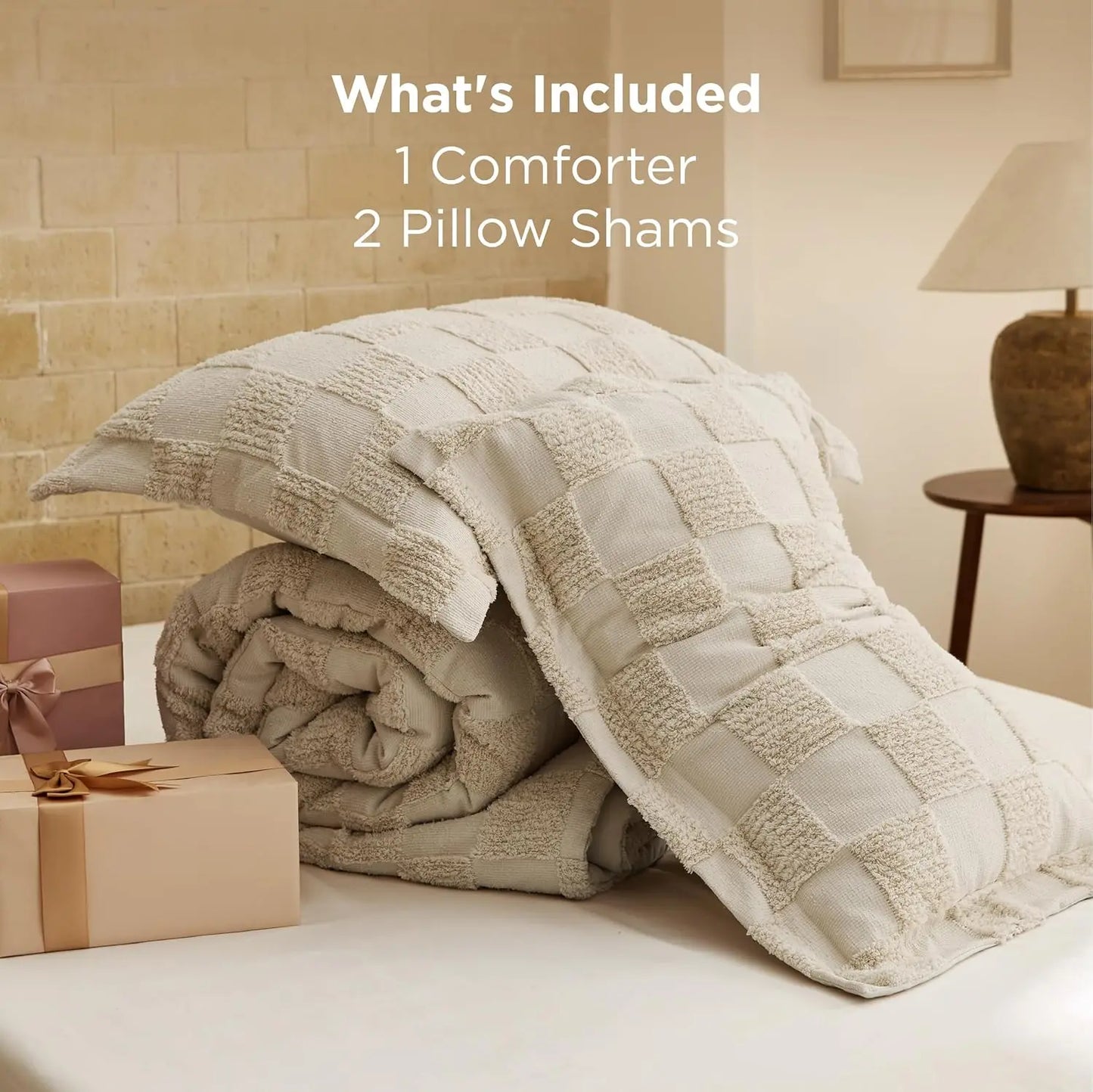 Bohemian Quilted 3-Piece Bedding Set with a soft, breathable comforter and two matching pillowcases.