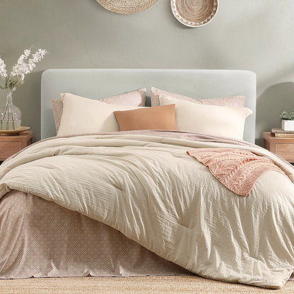 7-Pieces Microfiber Comforter Set, with Double Sided Storage Pockets, 1 Comforter, 2 Pillowcases, 2 Shams, 1 Flat & 1 Fitted Sheet